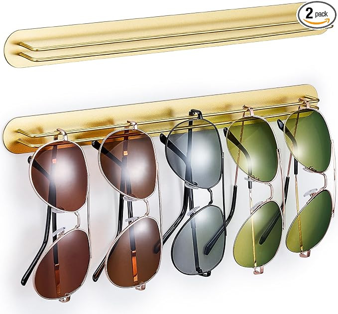 Sunglasses Organizer Wall Mounted, Metal Glasses Sunglass Holder for Wall, Self Adhesive Eyeglass... | Amazon (US)