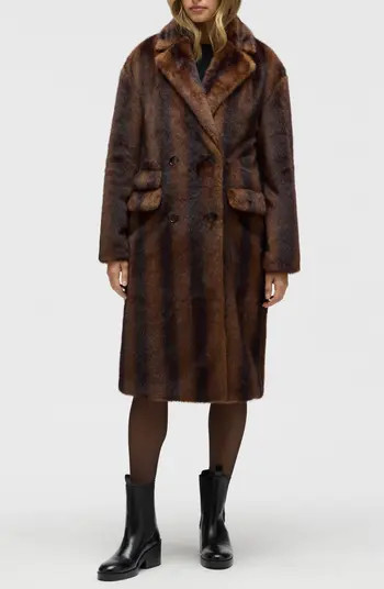 NVLT Stripe Faux Fur Double Breasted Coat | Nordstromrack | Nordstrom Rack