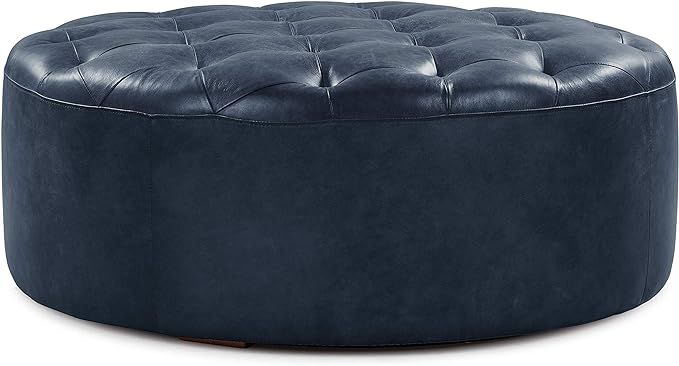 POLY & BARK Ascot Ottoman in Full-Grain Semi-Aniline Italian Tanned Leather in Midnight Blue | Amazon (US)