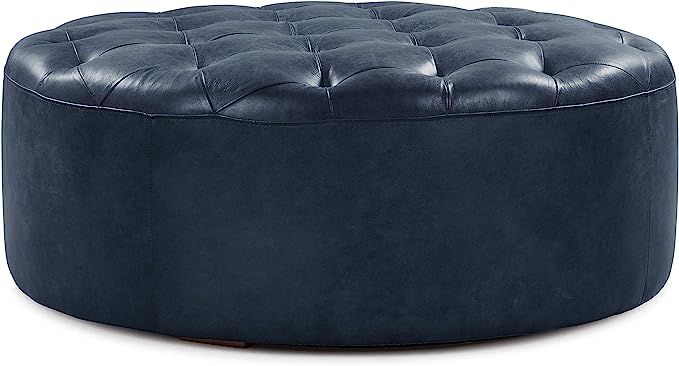 POLY & BARK Ascot Ottoman in Full-Grain Semi-Aniline Italian Tanned Leather in Midnight Blue | Amazon (US)