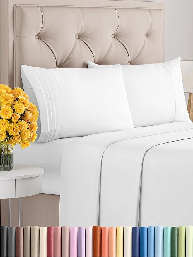 Queen Size 4 Piece Sheet Set - Comfy Breathable & Cooling Sheets - Hotel Luxury Bed Sheets for Wo... | Amazon (US)