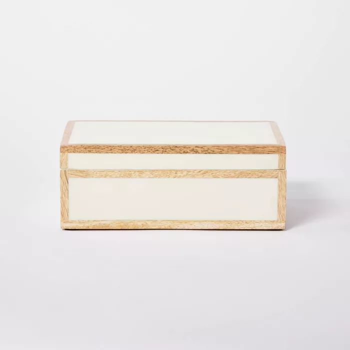 8" x 5" Wood Edge Trim with Resin Inlay Decorative Box Ivory - Threshold™ designed with Studio ... | Target