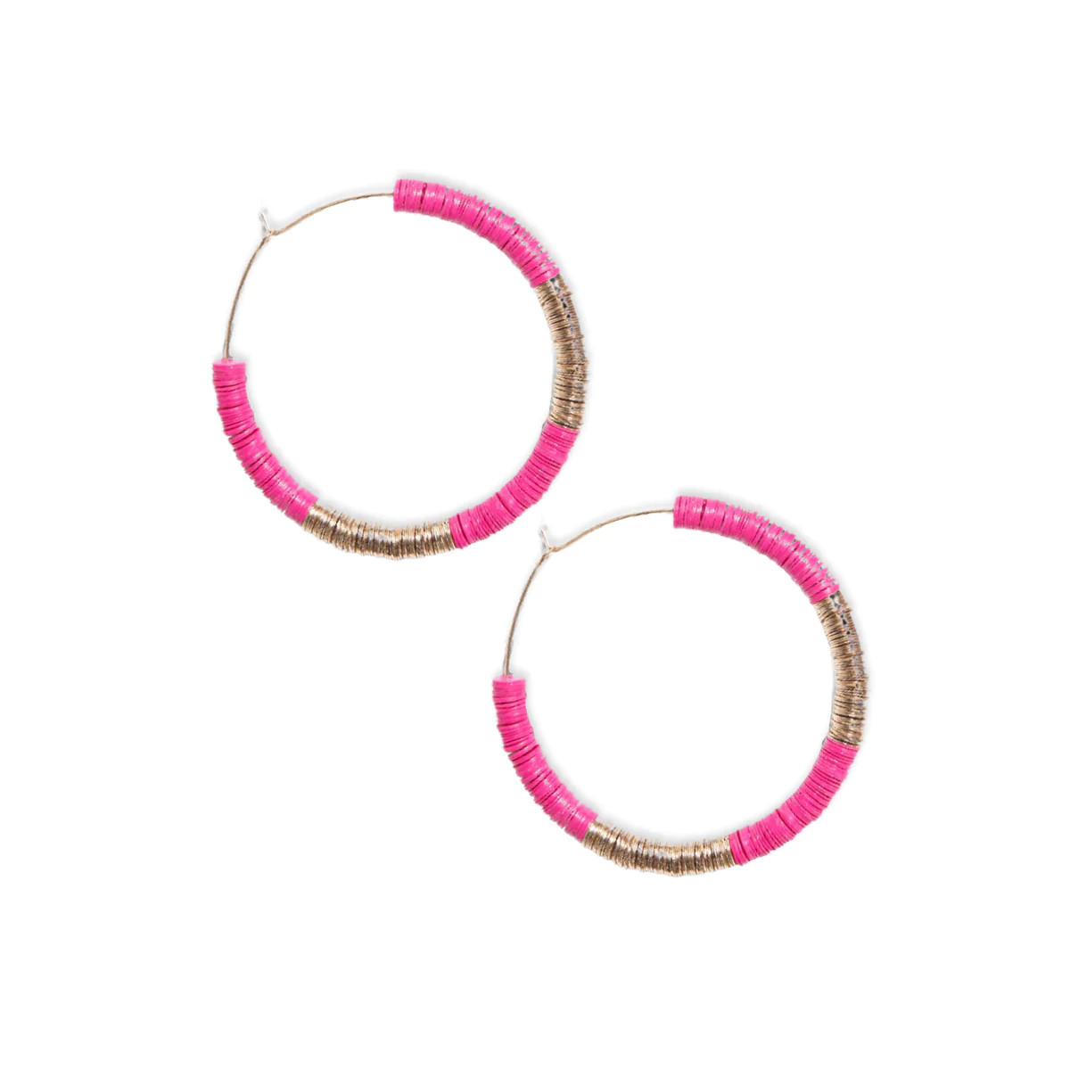 Hannah Two Color Block Hoop Earrings Hot Pink | INK+ALLOY