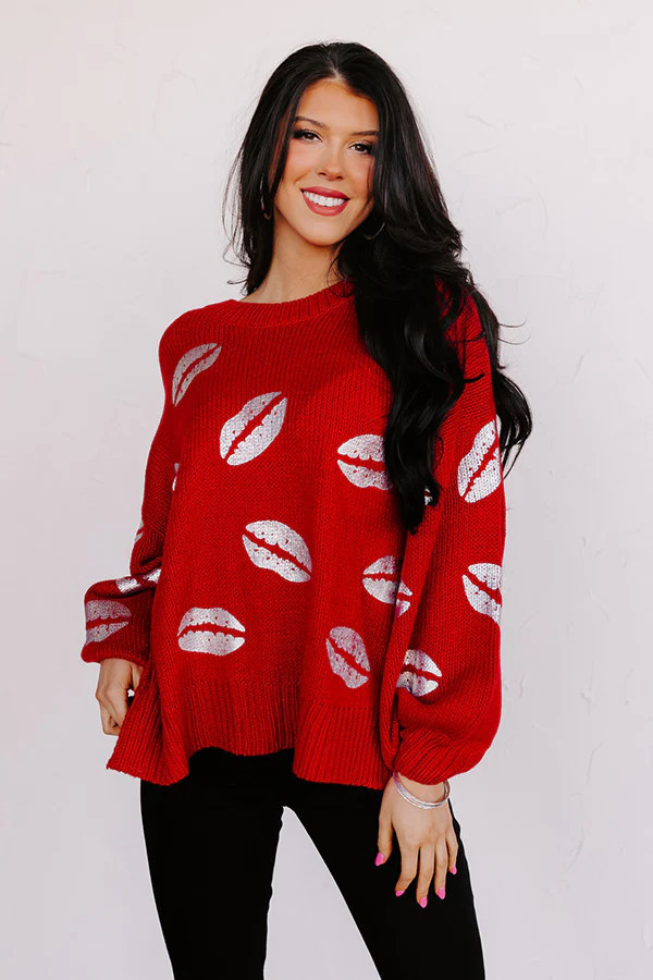Sending Kisses Knit Sweater in Red | Impressions Online Boutique
