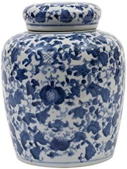 Creative Co-op Decorative Blue and White Ceramic Ginger Jar with Lid | Amazon (US)