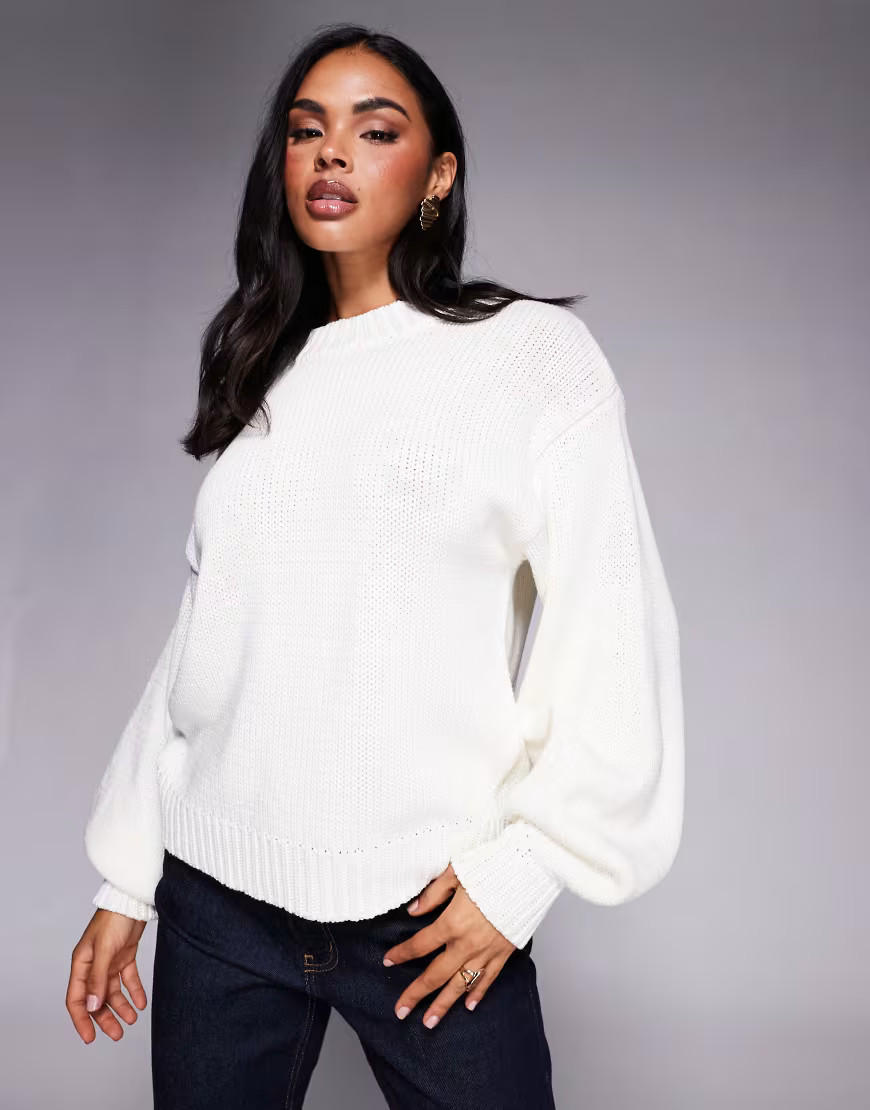 Princess Polly – Harmony – Pullover in Weiß mit Ballonärmeln | ASOS (Global)