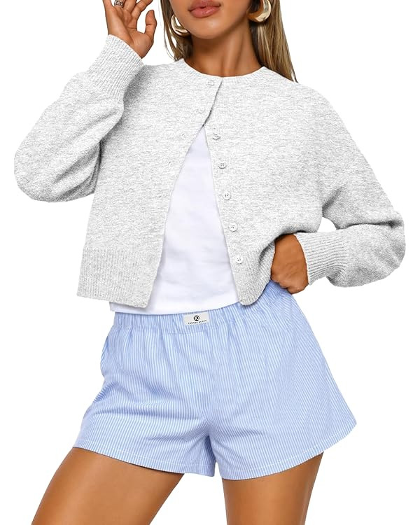 Trendy Queen Cropped Cardigan Sweaters for Women Lightweight Crop Knit Y2k Fall Outfits Fashion C... | Amazon (US)