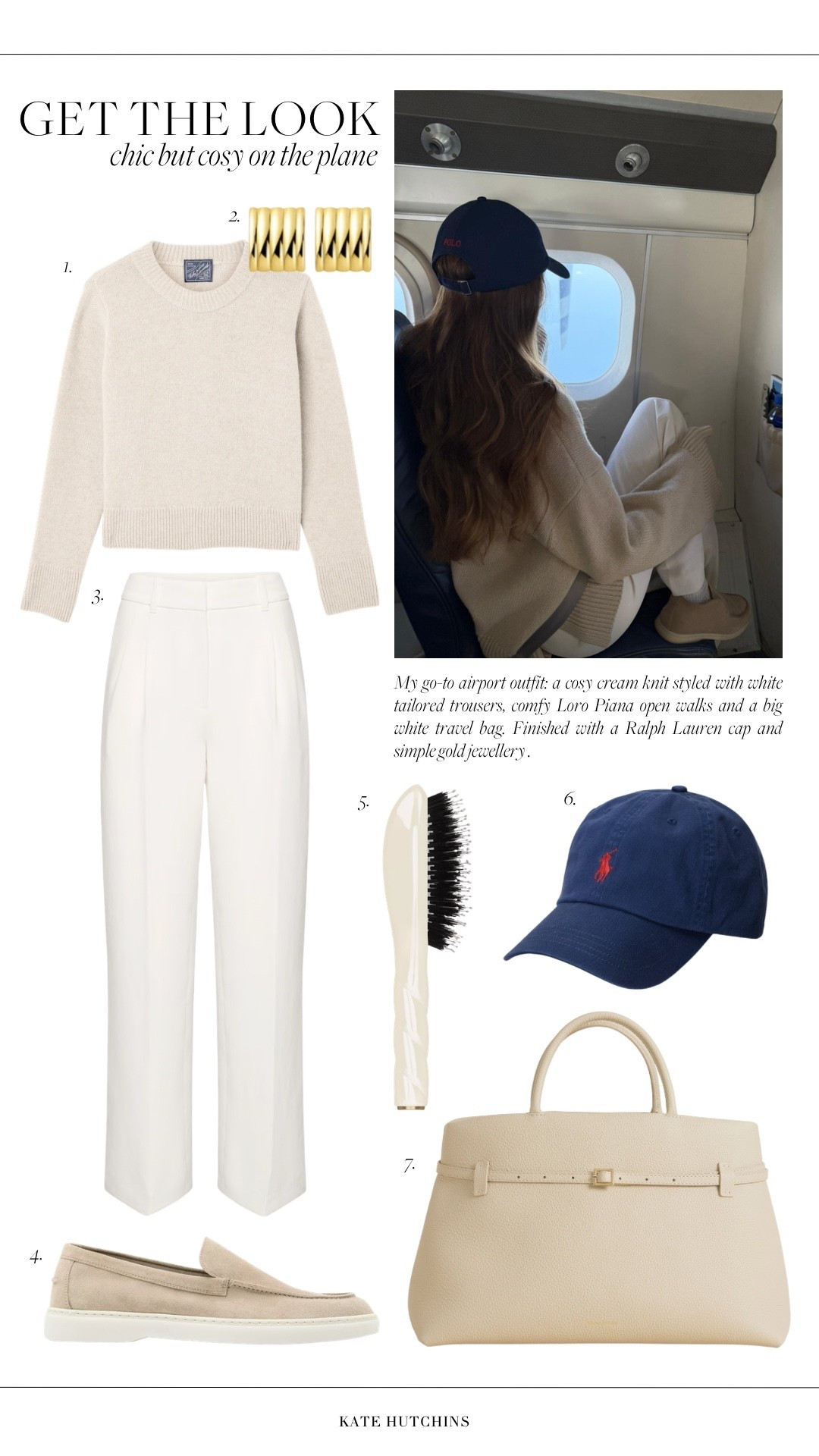 Cosy but chic travel days🤍 wearing a Rosae Paris jumper, Aritzia trousers, a navy Ralph Lauren Cap, Loro Piana Summer Walks and my Manu Atelier bag which is the perfect travel bag

#LTKtravel