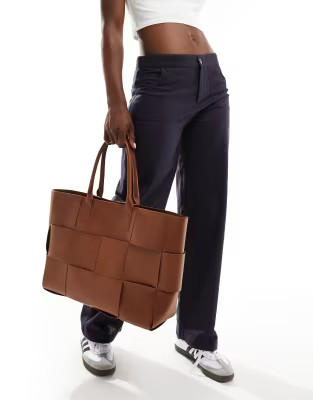 Glamorous large woven tote bag in tan | ASOS (Global)