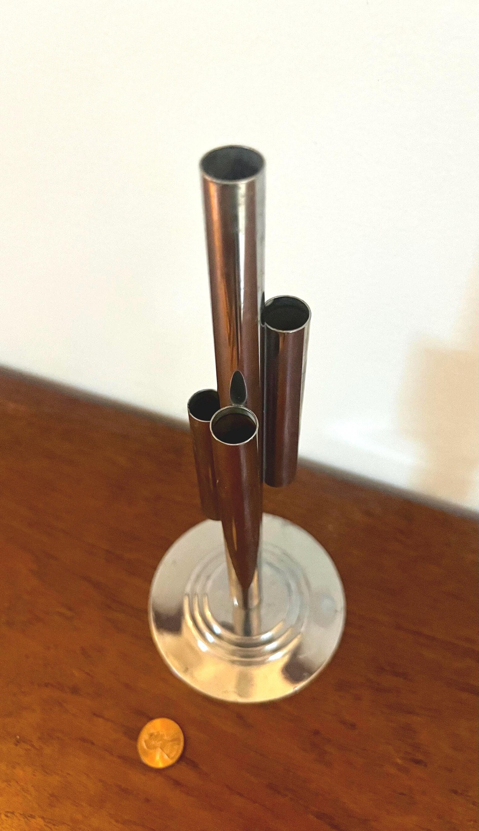 Chase USA Vintage Chrome Tubular skyscraper Bud Vase on a Stepped Circular Base Modern Machine Ag... | Etsy (US)