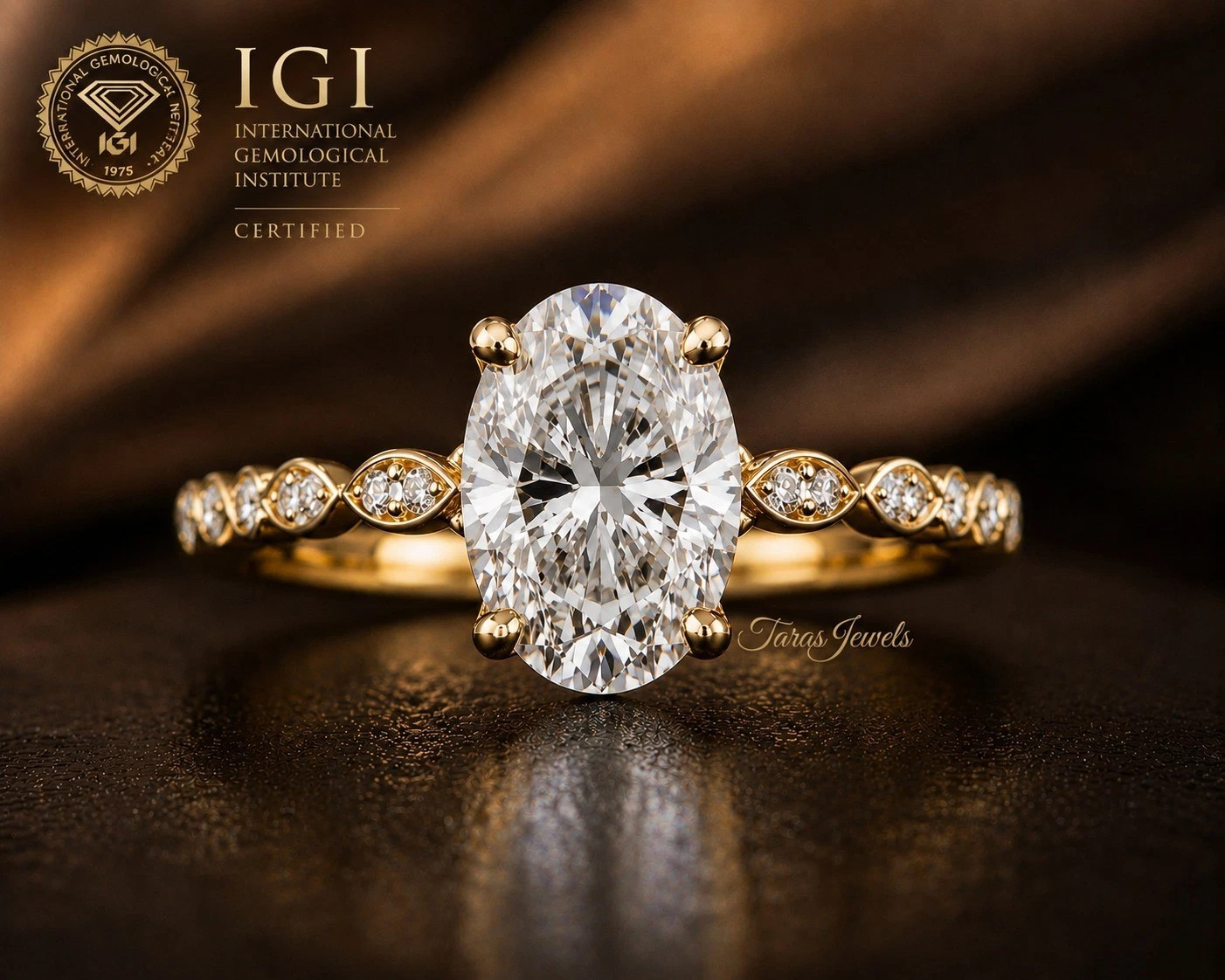 2.00CT IGI Oval Cut Lab Grown Diamond Women Engagement Ring In 14KT Yellow Gold | eBay | eBay US