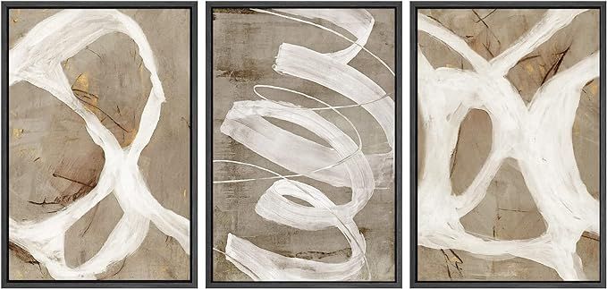 SIGNWIN Framed Canvas Print Wall Art Set White Brown Pastel Paint Strokes Shapes Abstract Illustr... | Amazon (US)