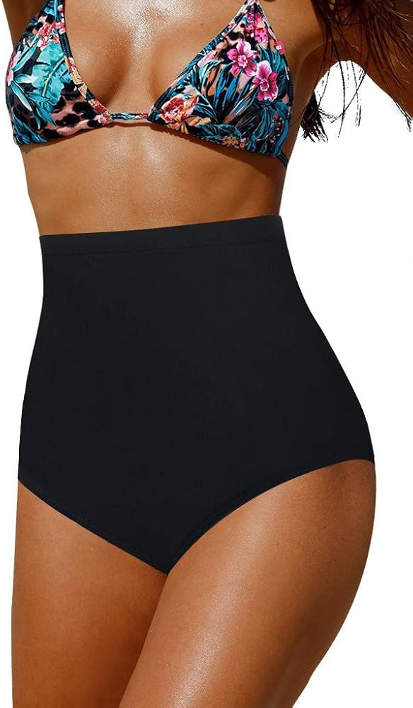 Upopby Women's High Waisted Swimsuit Bikini Bottoms Tummy Control Tankini Bottoms Swim Shorts Plu... | Amazon (US)