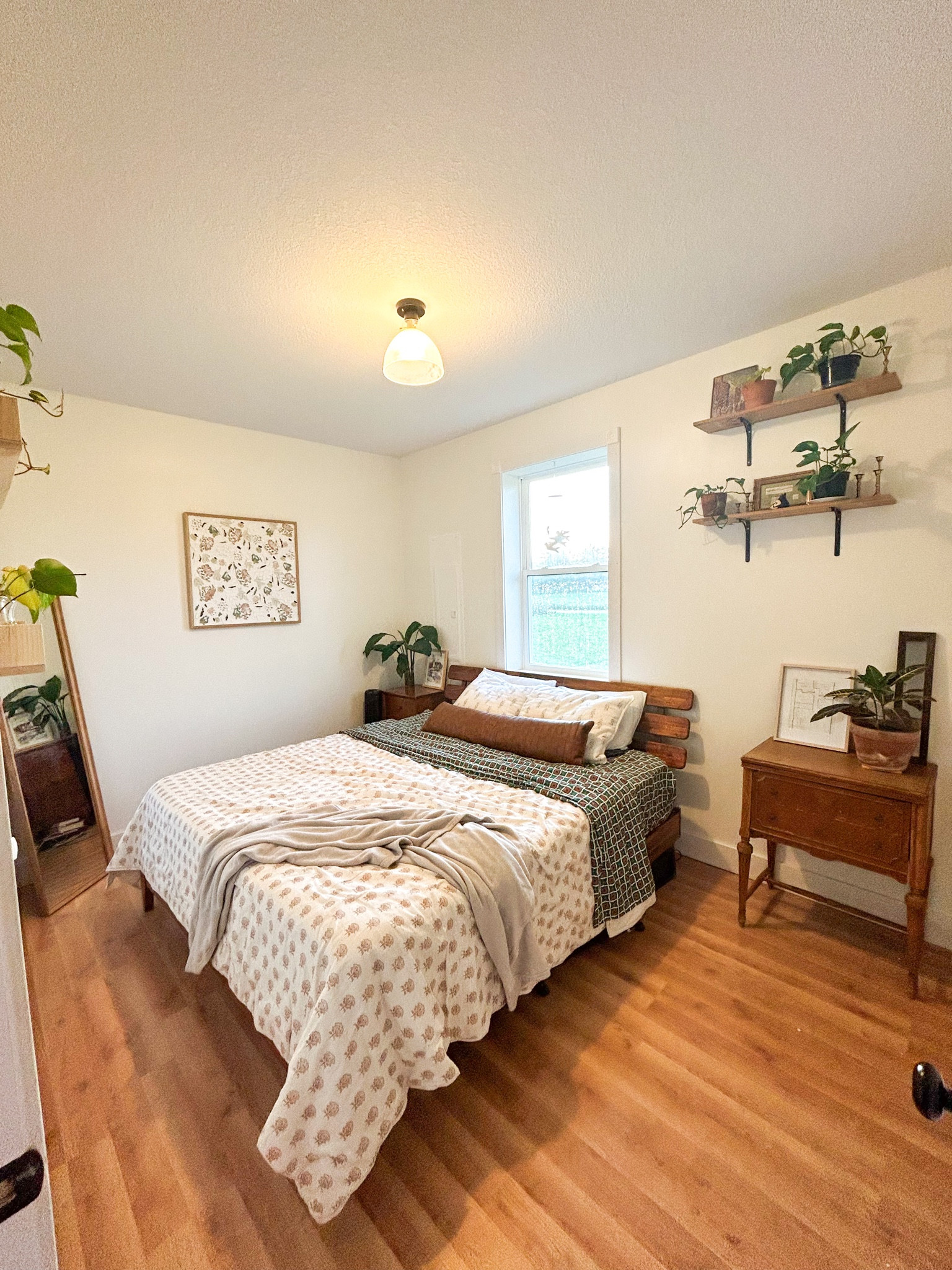 Here are the links to our bed frame, comforter, & lumbar pillow! All so affordable & luxurious.