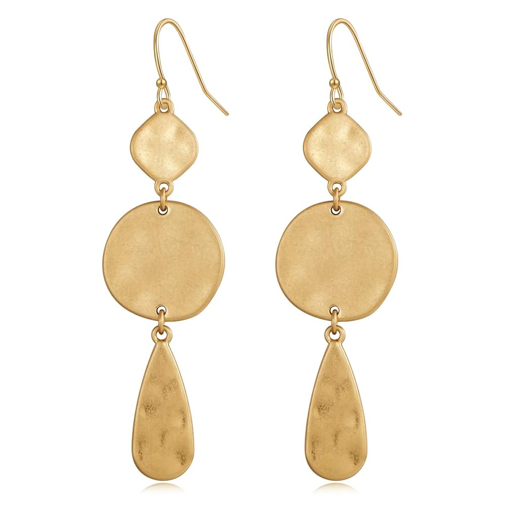 LILIE&WHITE Burnt Gold Boho Earrings For Women Antique Silver Disc Dangle Earrings Vintage Snake ... | Amazon (US)