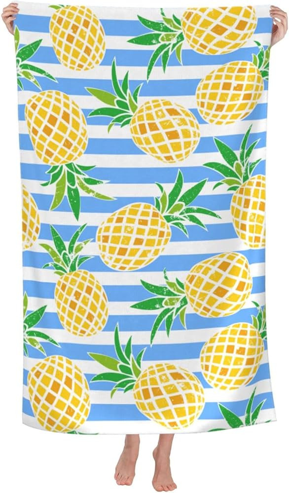 VOOHDDY Pineapple Tropical Cute Summer Beach Towel Large Soft Absorbent Microfiber Quick Dry Over... | Amazon (US)