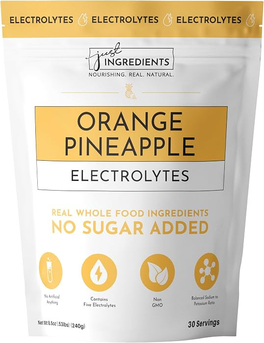 JUST INGREDIENTS Orange Pineapple Electrolyte Drink Mix - Coconut Water, Sea Salt, Trace Minerals... | Amazon (US)