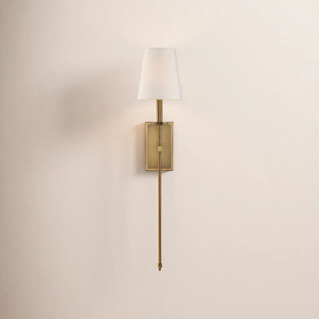 1-Light Metal Wallchiere with Linen Shade | Wayfair North America