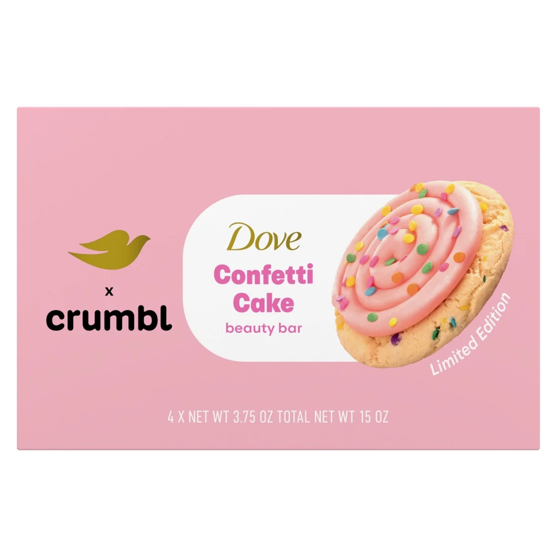 Dove Crumbl Limited Edition Beauty Bar Confetti Cake, 15 oz 4 Bars | Walmart (US)