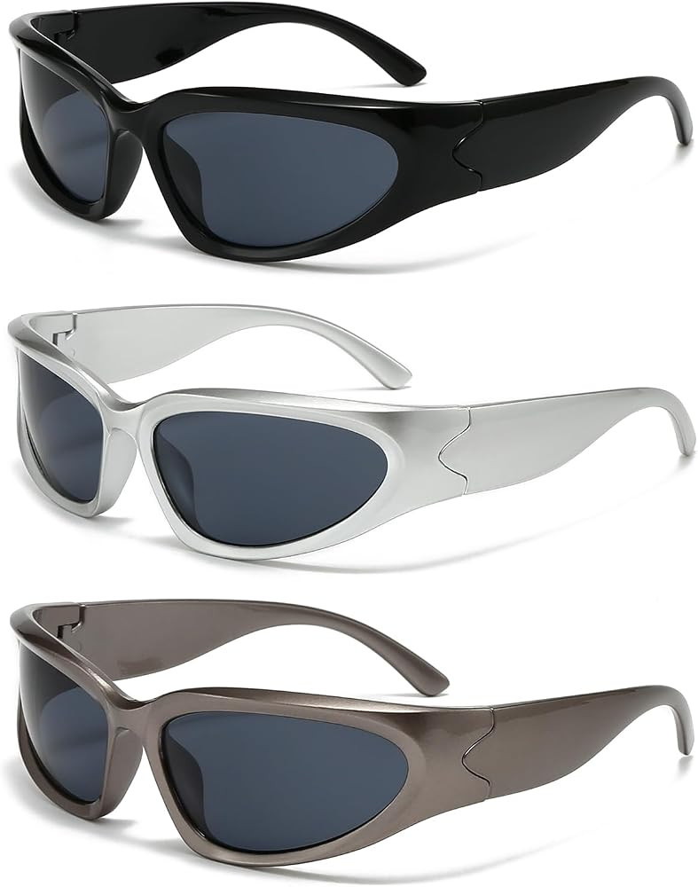 SOAR&EAGLE Y2K 3Pack Polarized sunglasses Wrap Around Men's Women's sunglasses Fashion Sport Shad... | Amazon (US)