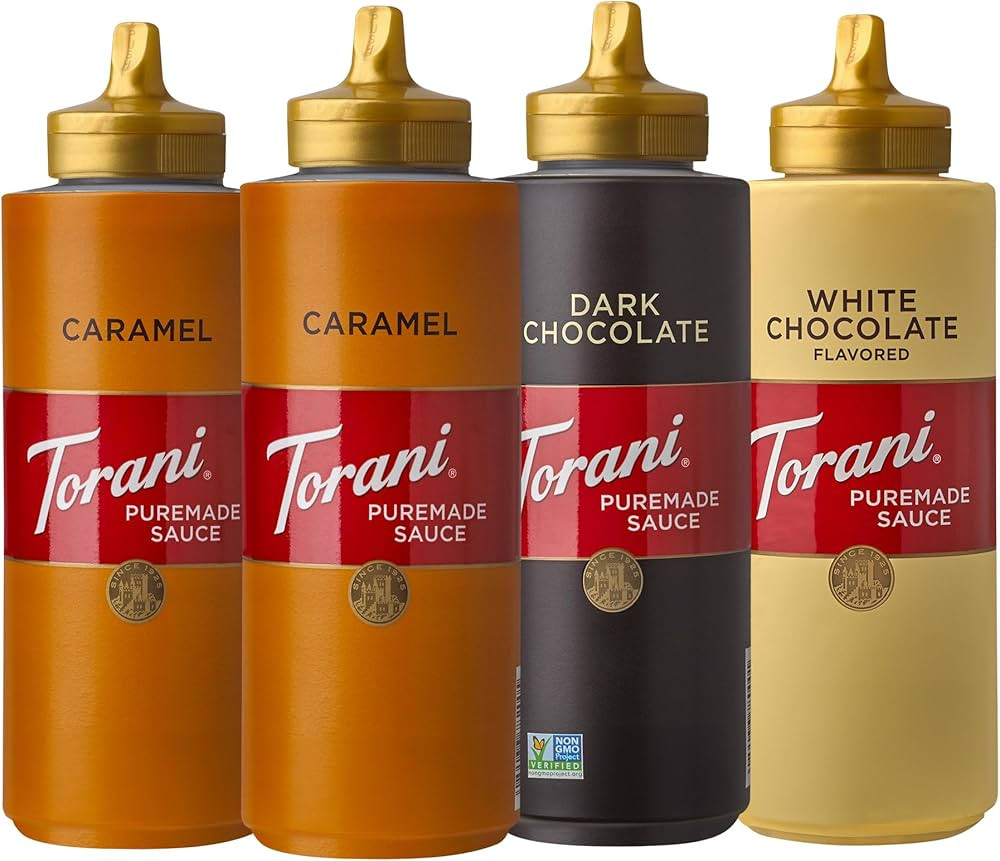 Torani Puremade Dessert & Drink Sauce Variety Pack, Dark Chocolate, White Chocolate & 2 Caramel, ... | Amazon (US)