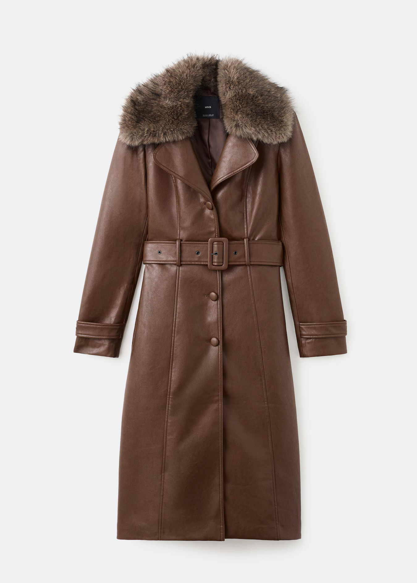 Faux-leather coat with fur collar - Women | MANGO USA | Mango (US/MX/AU)