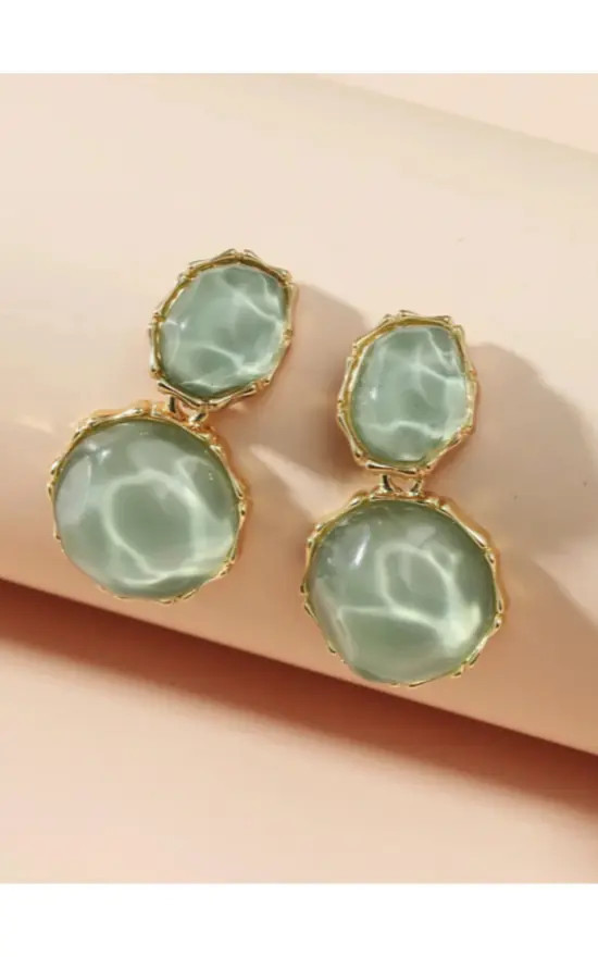 Jade Green Water Reflections Pearlescent Earrings | SilkFred