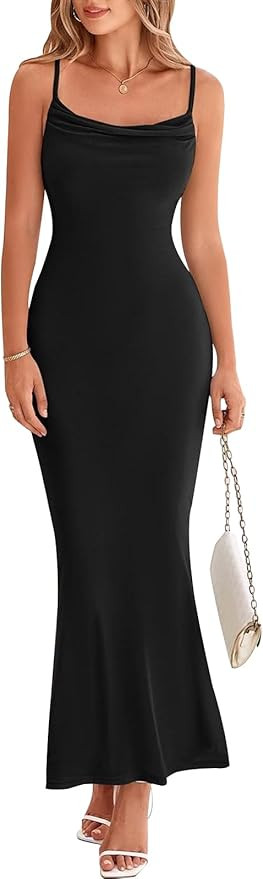 PRETTYGARDEN Women's 2026 Summer Maxi Dress Spaghetti Strap Mesh Slip Bodycon Dress Cowl Neck Coc... | Amazon (US)