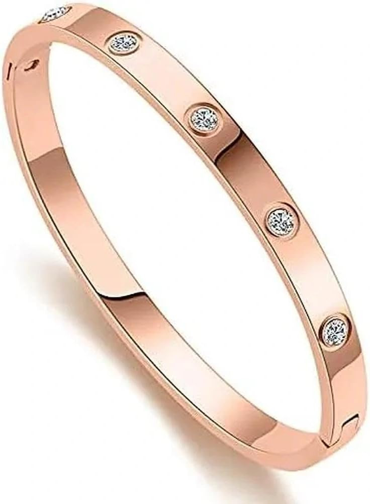 Rose Gold Cuff bracelet for Women, Waterproof Stainless Steel Bangle, 18K Gold Plated Tarnish-Pro... | Amazon (US)