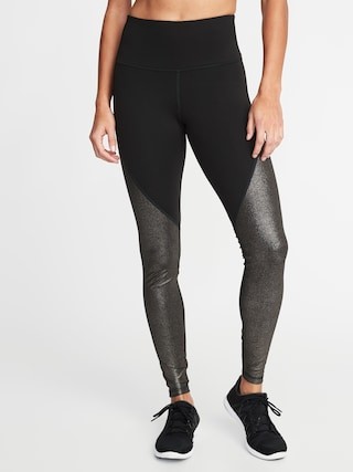 High-Rise Shimmer Long Compression Leggings for Women | Old Navy US