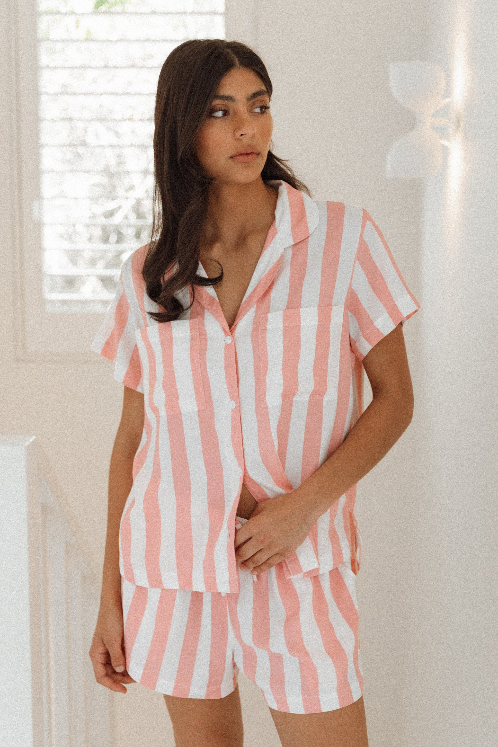 Abigail Sleep Set - Stripe - Peachy Pink | Piyama
