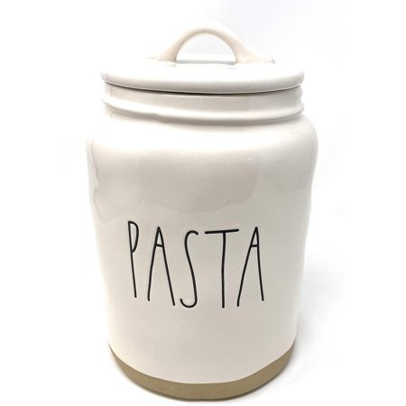 Rae Dunn PASTA White Ceramic Canister with Tan Sand Stone Accent LL Black | Walmart (US)