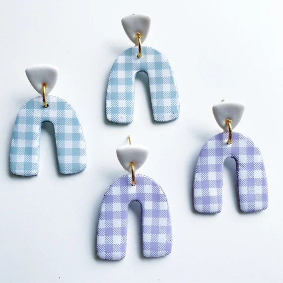 Gingham Statement Earrings - Etsy | Etsy (US)