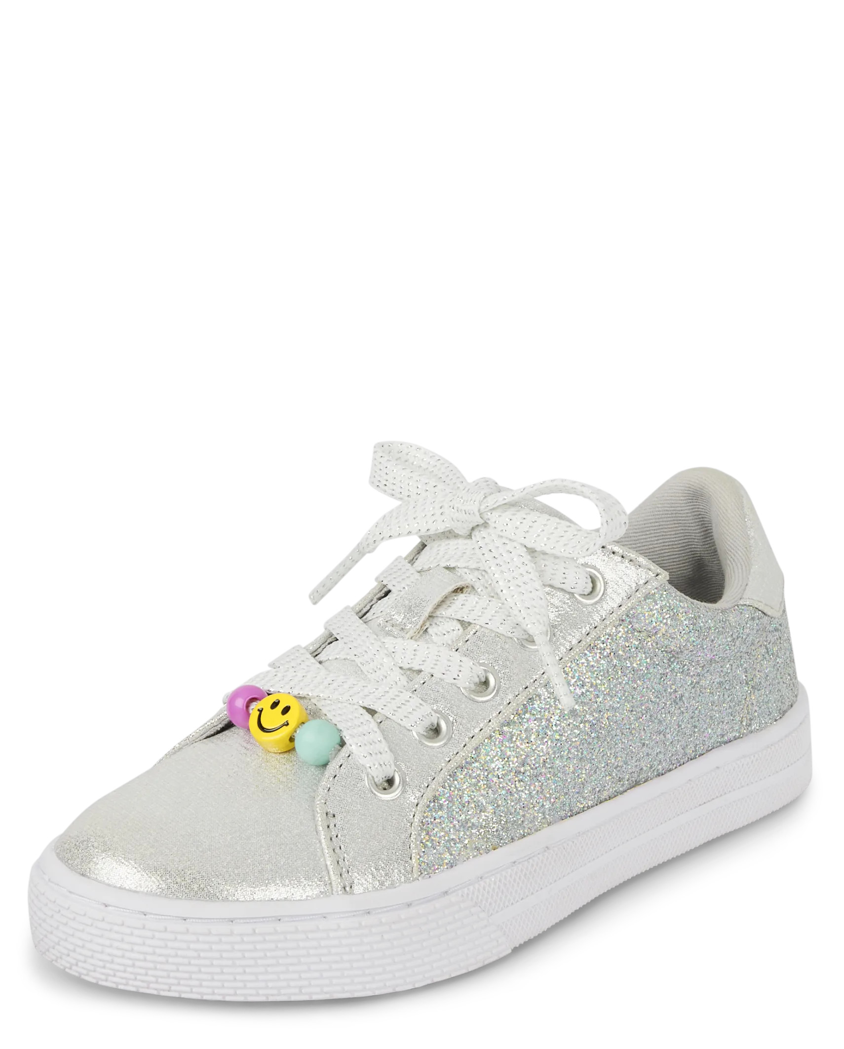 Girls Beaded Glitter Low Top Sneakers - silver | The Children's Place