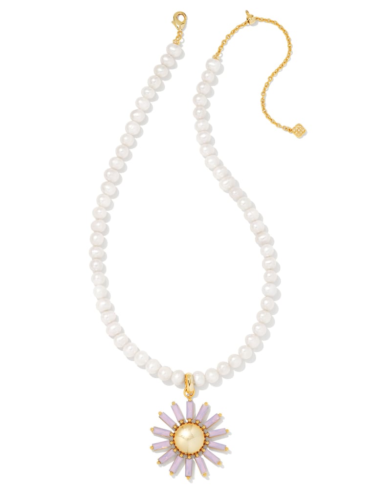 Madison Daisy Convertible Gold Pearl Statement Necklace in Pink Opal Crystal | Kendra Scott