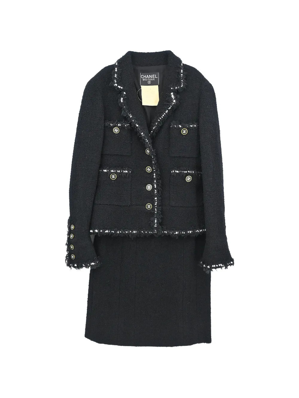 CHANEL Pre-Owned 1994 tweed setup suit - Black | Farfetch Global