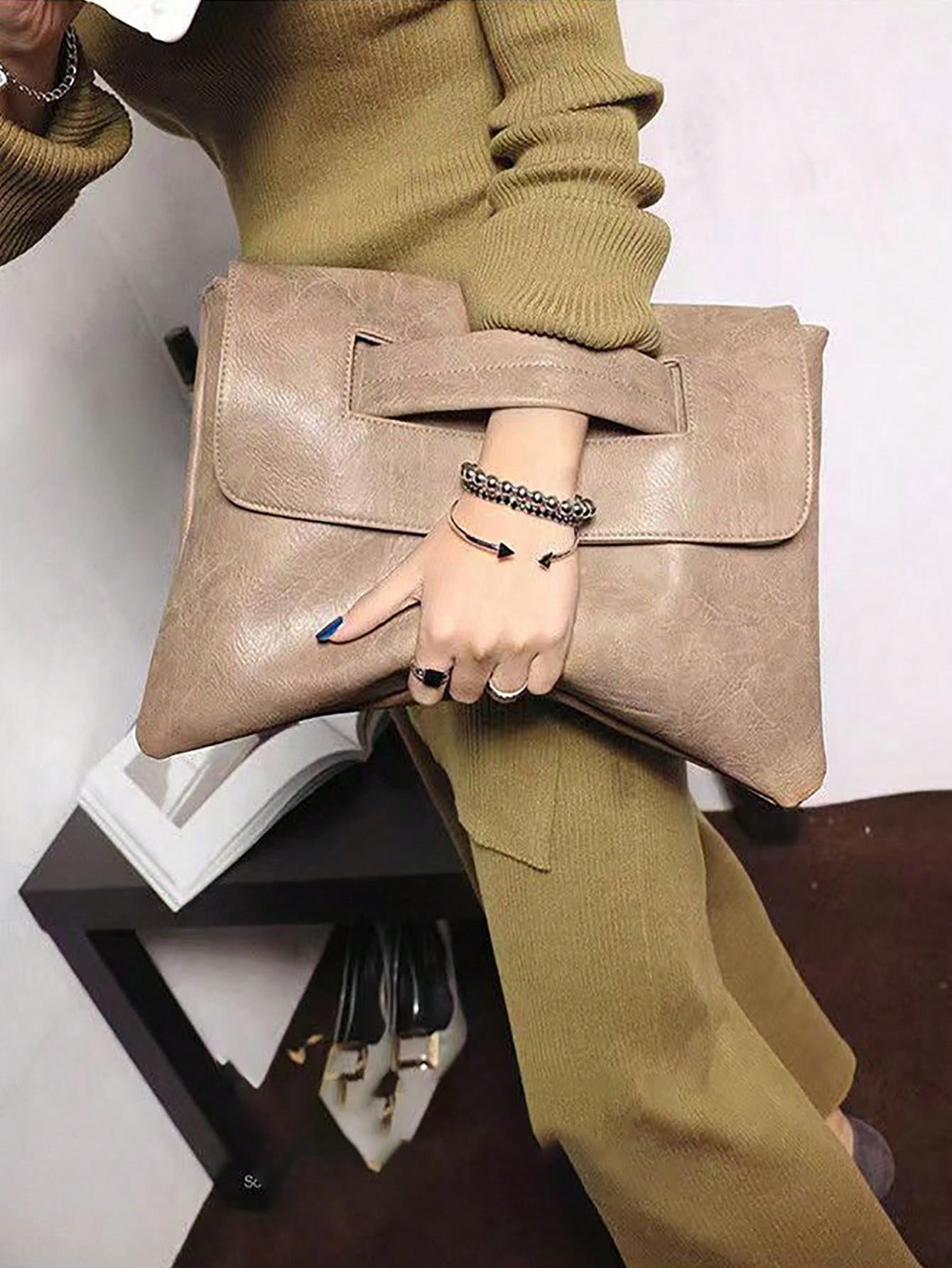 New Women Fashion Large Capacity Briefcase Bag, Elegant Shoulder Handbag, Crossbody Envelope Clutch, Chic Office Business Laptop Bag, Premium Quality Ladies Tote | SHEIN