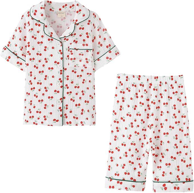 Toddler Girls Boys Pajamas Set Summer 2 Pcs Pjs Set - Kids Short Sleeve Button Down Sleepwear (3T... | Amazon (US)