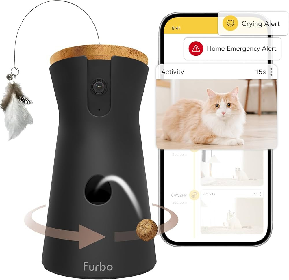 Furbo Cámara para gatos de 360° + paquete de niñera: seguridad para el hogar y alertas de segu... | Amazon (US)