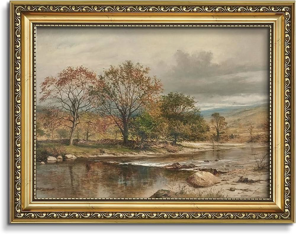 AIMAILON Vintage Canvas Gold Wall Art Framed Decor for Living Room, Natural Wild Landscape Wall P... | Amazon (US)