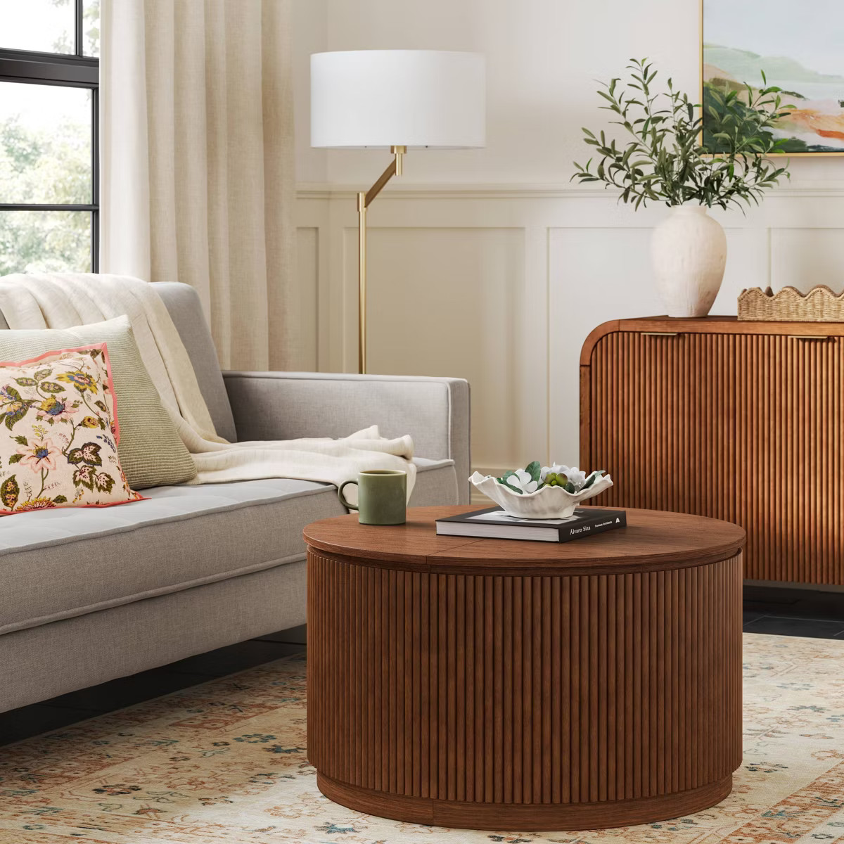 Lupine Reeded Storage Coffee Table with Removable Top Dark Brown - Threshold™ | Target