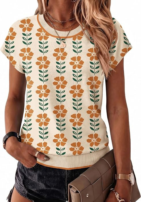 Zeagoo Sweaters for Women Tops Short Sleeve Crewneck Basic Fashion Clothing | Amazon (US)