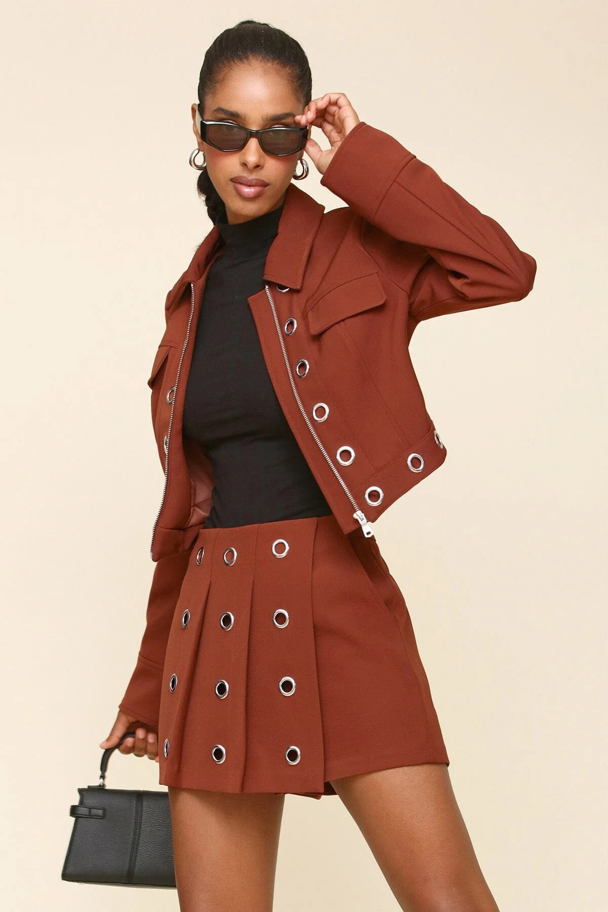 Sculpt Knit Grommet Pleated Skort | Avec Les Files