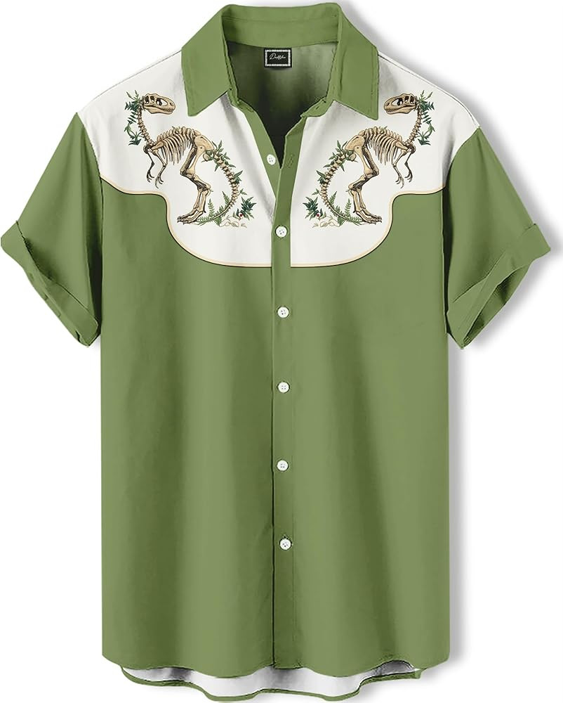 Men's Hawaiian Shirt, Mirrored Graphic Print, Short Sleeve Vacation Shirt, Tropical Casual Beach | Amazon (US)