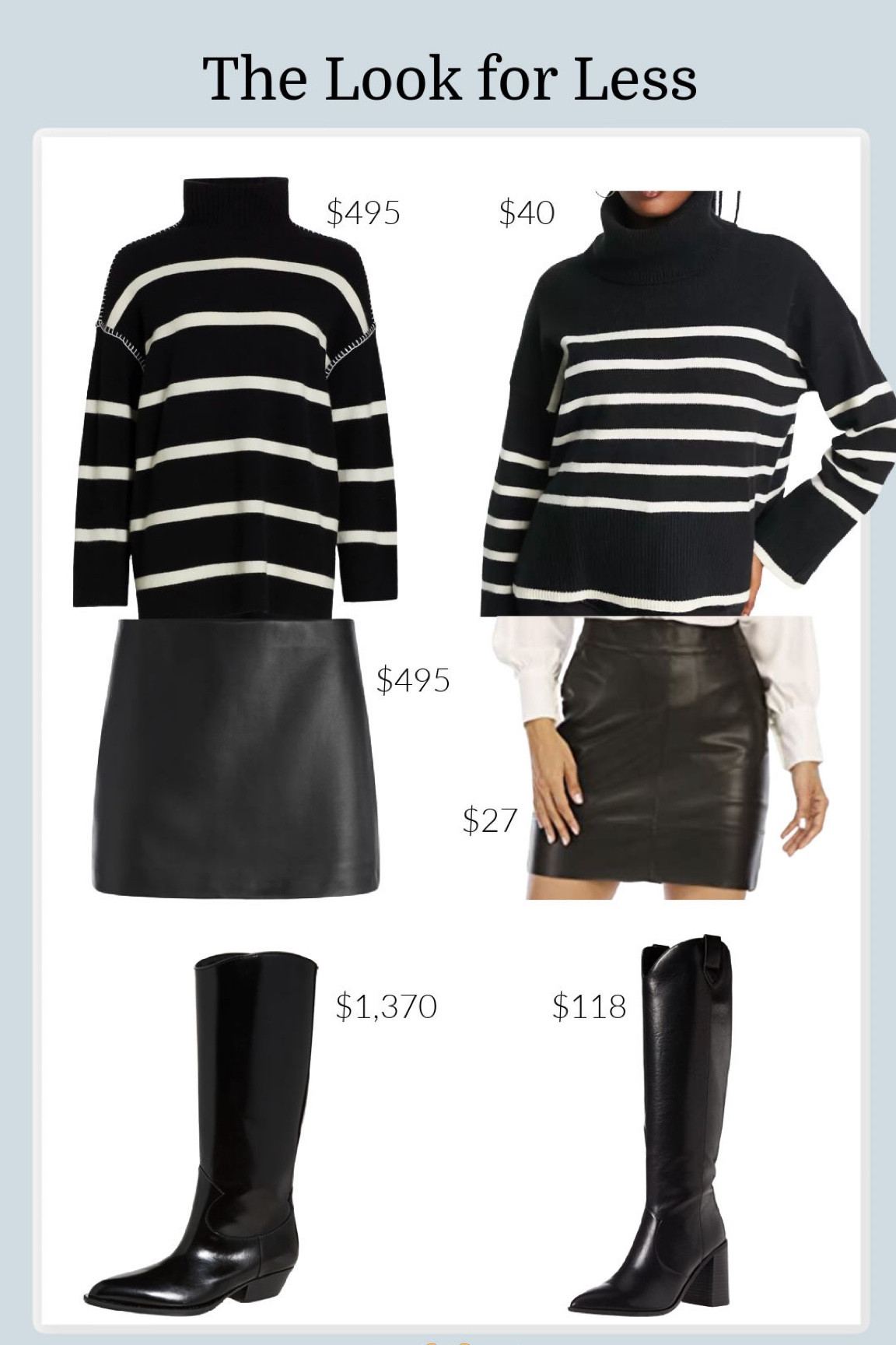 #stripedsweater #fall #falloutfits #falloutfitinspo #leatherskirt #boots #blackboots #tallboots #cowboyboots #fauxleather #turtleneck #amazonfashion #amazonfind #amazonshoes #amazonthedrop

#LTKstyletip #LTKunder50 #LTKunder100