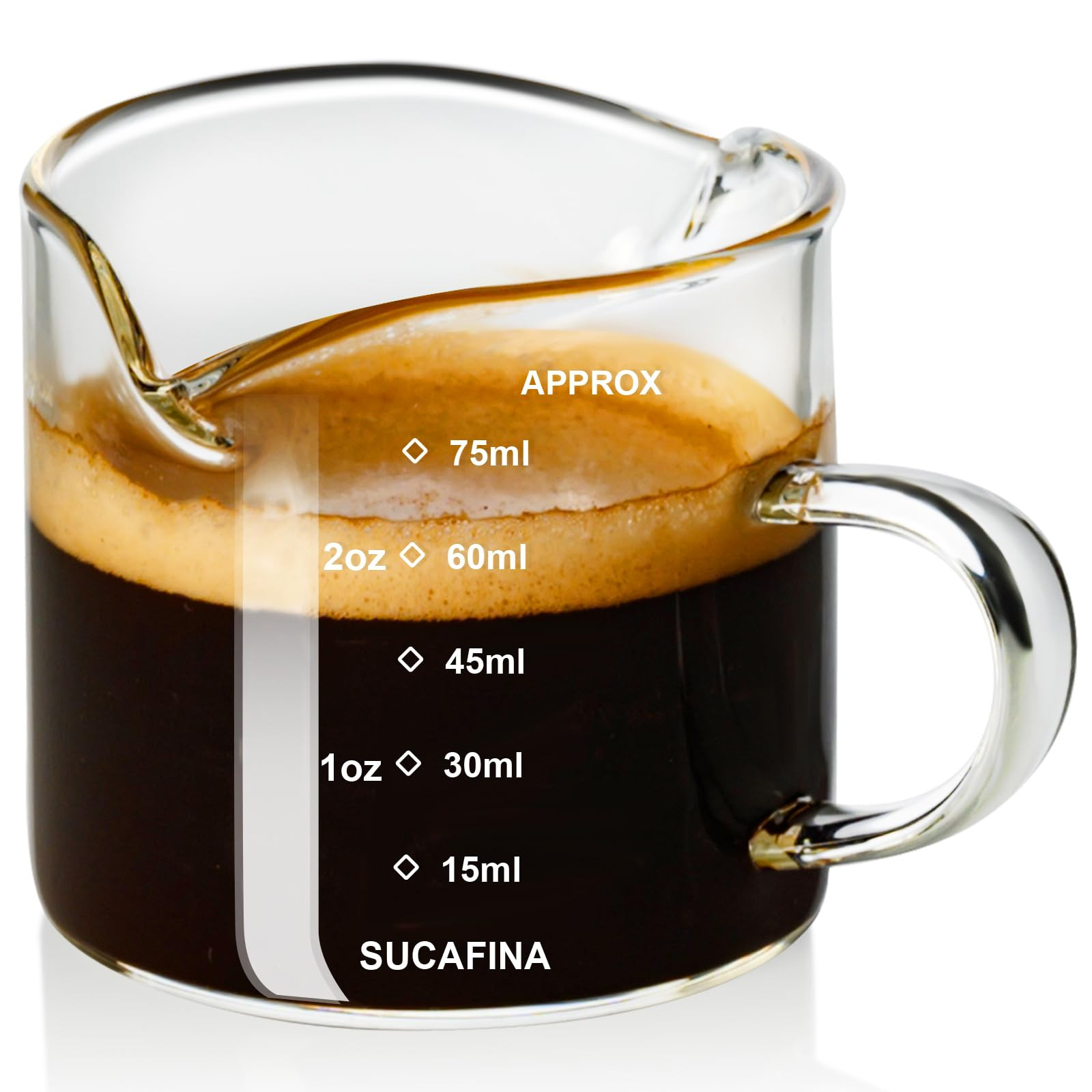 PARACITY Espresso Cup with Handle, 2.5 OZ Double Spout Clear Glass Measuring Cup with Dual Scale,... | Amazon (US)