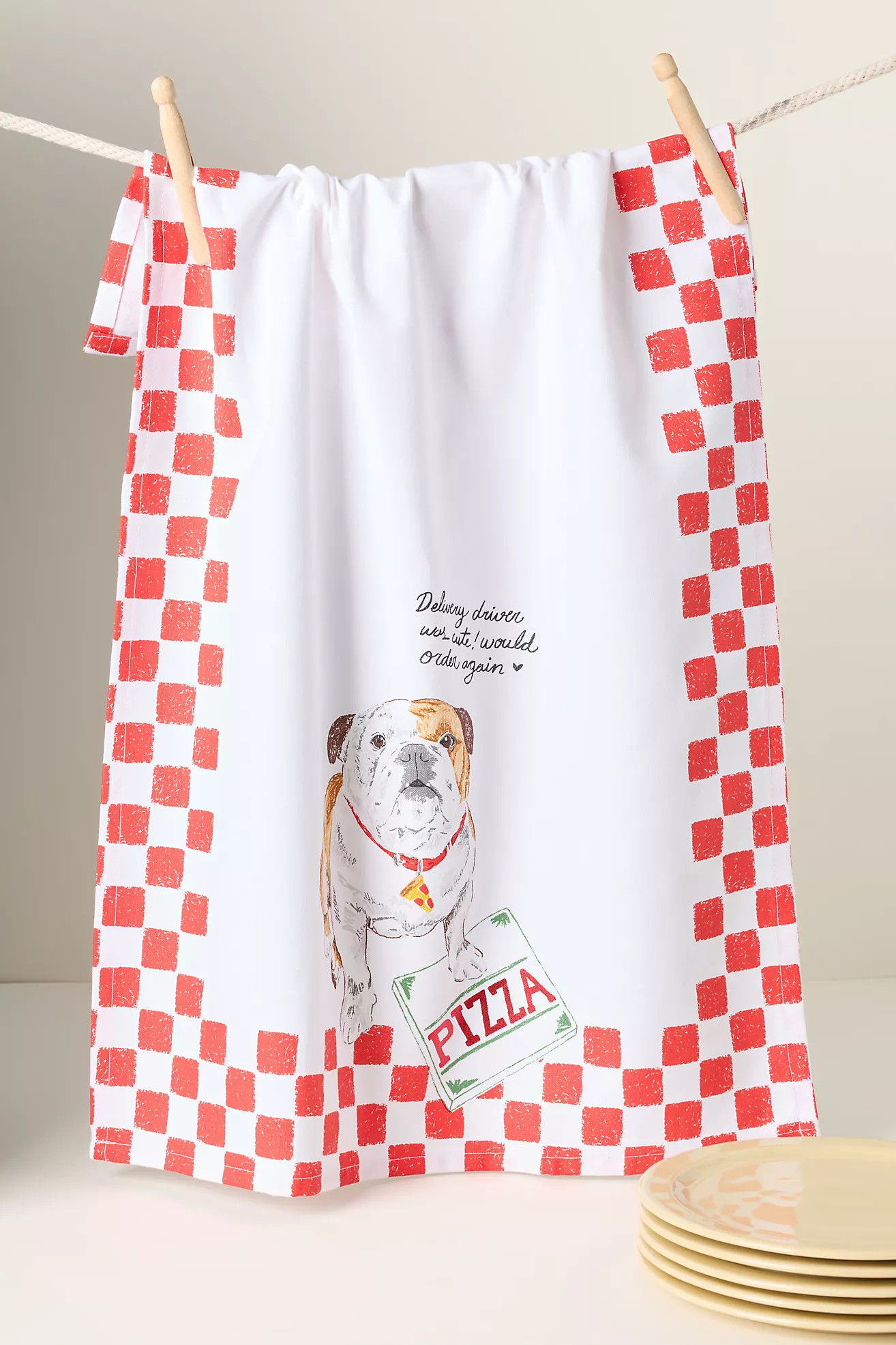 Dog Pizza Delivery Driver Dish Towel | Anthropologie (US)