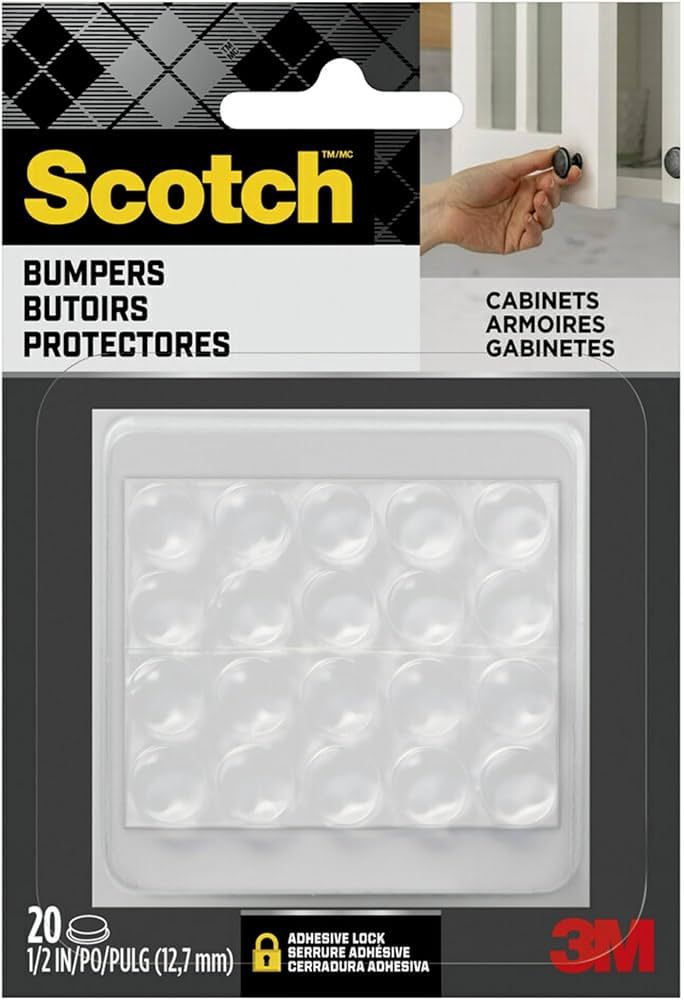 Scotch Clear Adhesive Bumper Pads 20 PCS, Self-Stick Rubber Pads 1/2" round, Cabinet Door Rubber ... | Amazon (US)