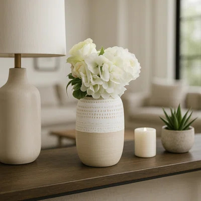 Carlile Stoneware Ceramic Vase with Carved Texture and Contemporary Casual Home Design | Wayfair North America