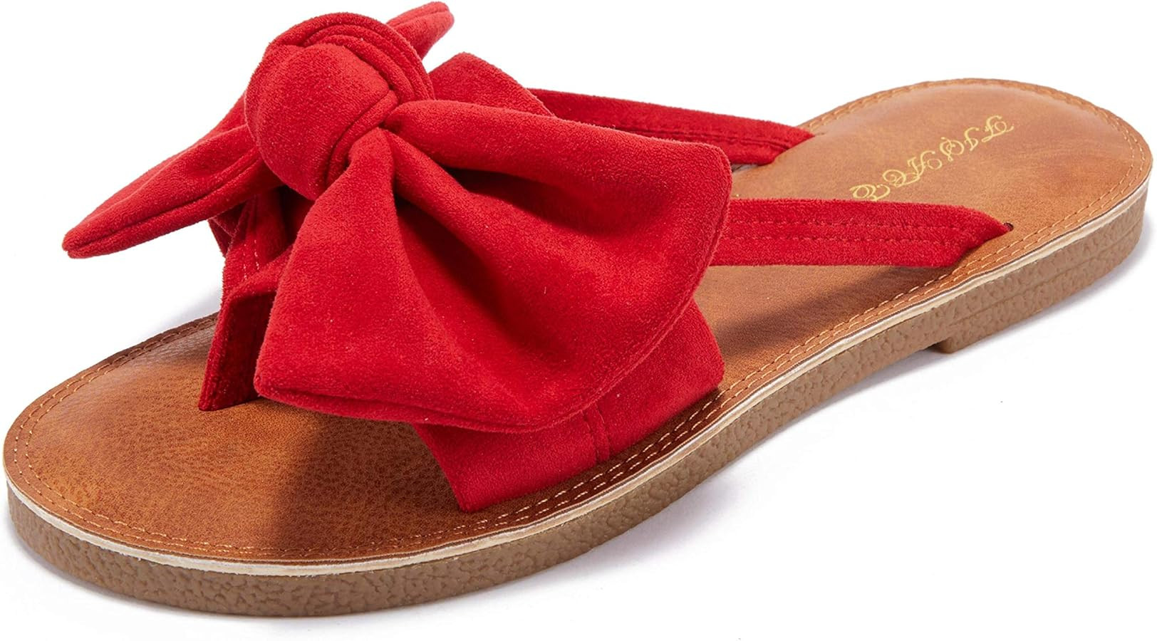 FISACE Womens Slip On Flip Flops Ring Toe Strappy Summer Gladiator Flat Sandals | Amazon (US)